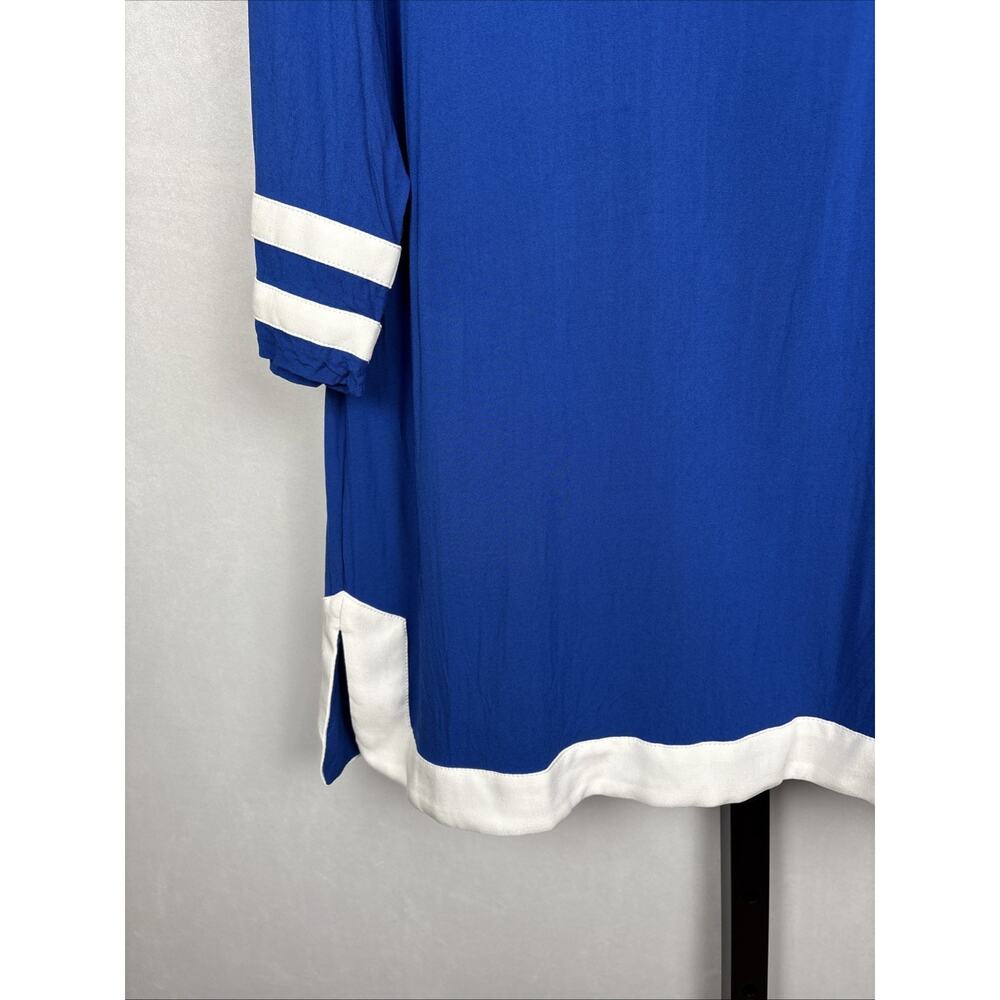 NEW Tina Stephens Tina 3/4 Sleeve Tunic Size Medium Cobalt Blue Nautical Coastal - Picture 4 of 12